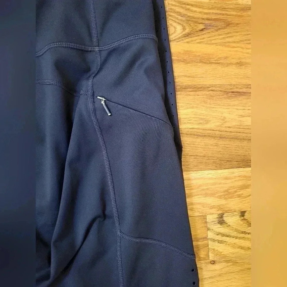 Athleta Outdoors Running Blue Side Zipper Pockets HR Tights Leggings(L)Tall - Picture 7 of 10